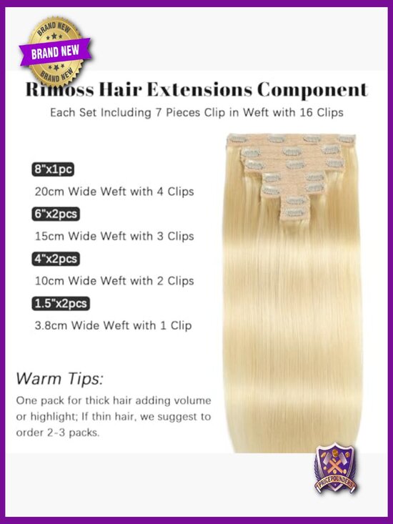 Clip in Hair Extensions Real Human Hair 14 Inch 7pcs Straight Double Weft main image 6
